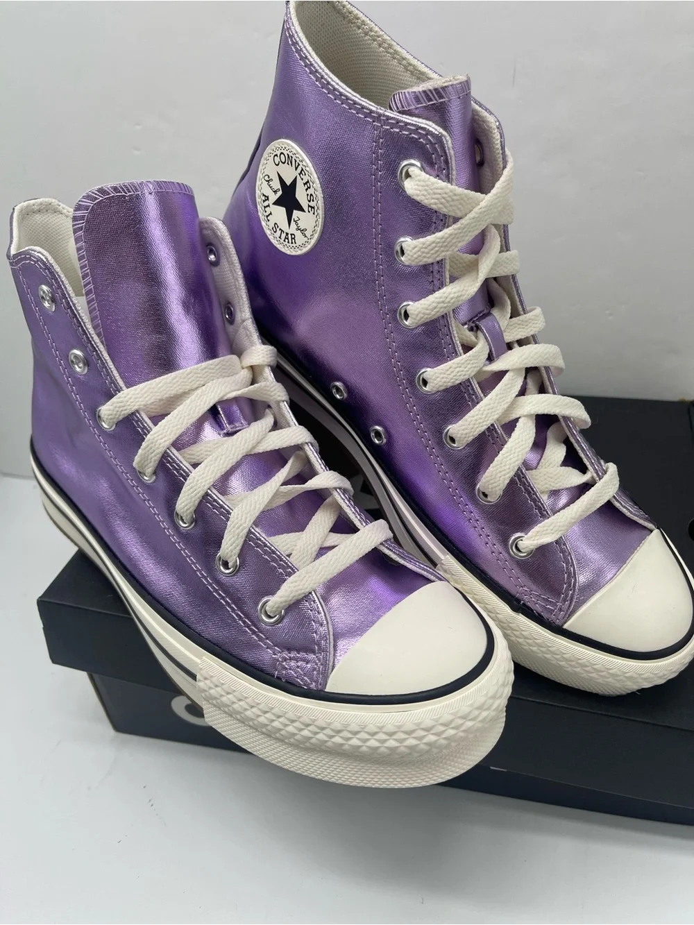 Converse CTAS EVA LIFT HI PURPLE/EGRET/BLACK A13449C Platform Sneakers